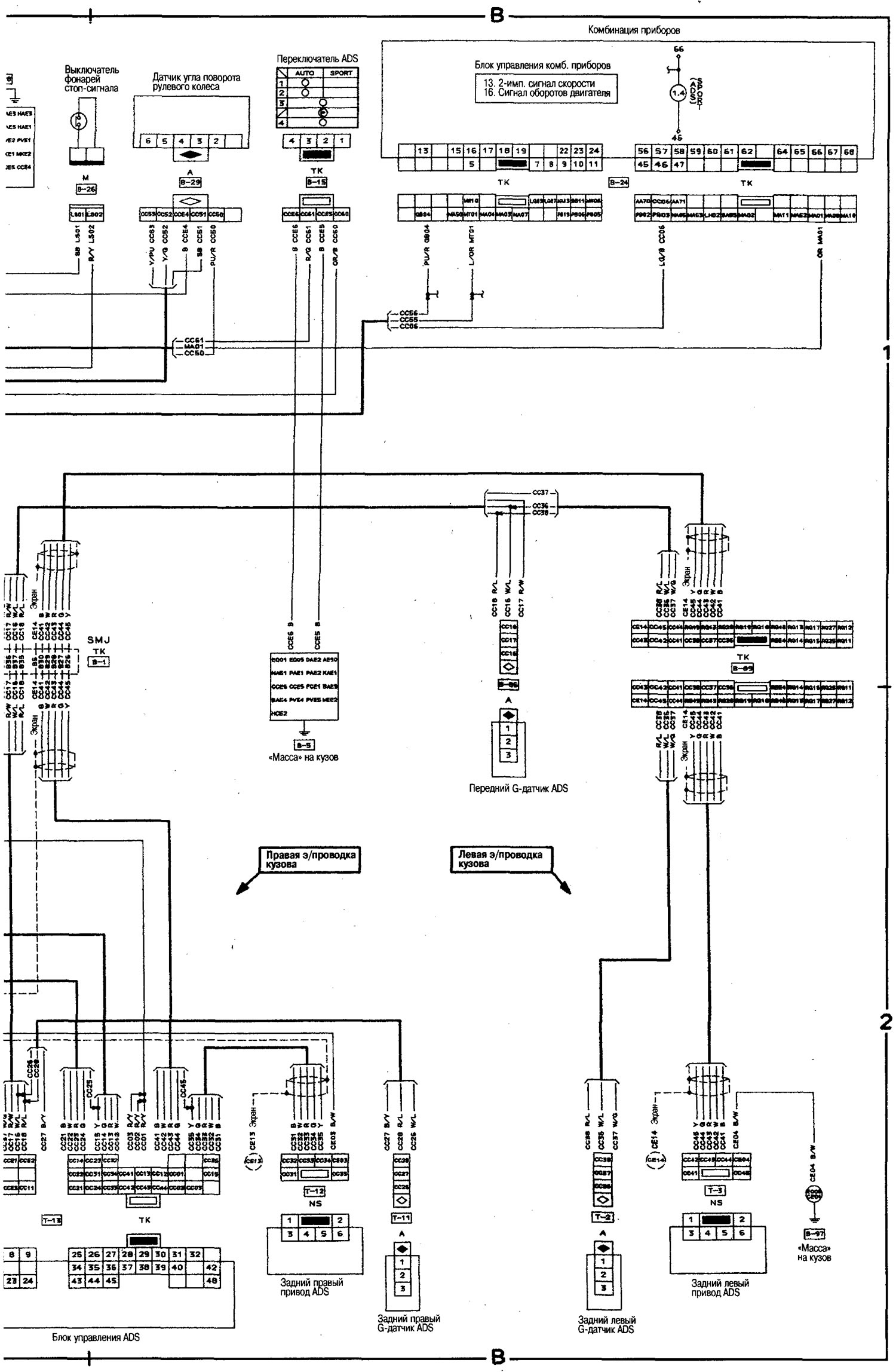 Electrical connection diagram of the ADS system (Nissan Serena 2 C24