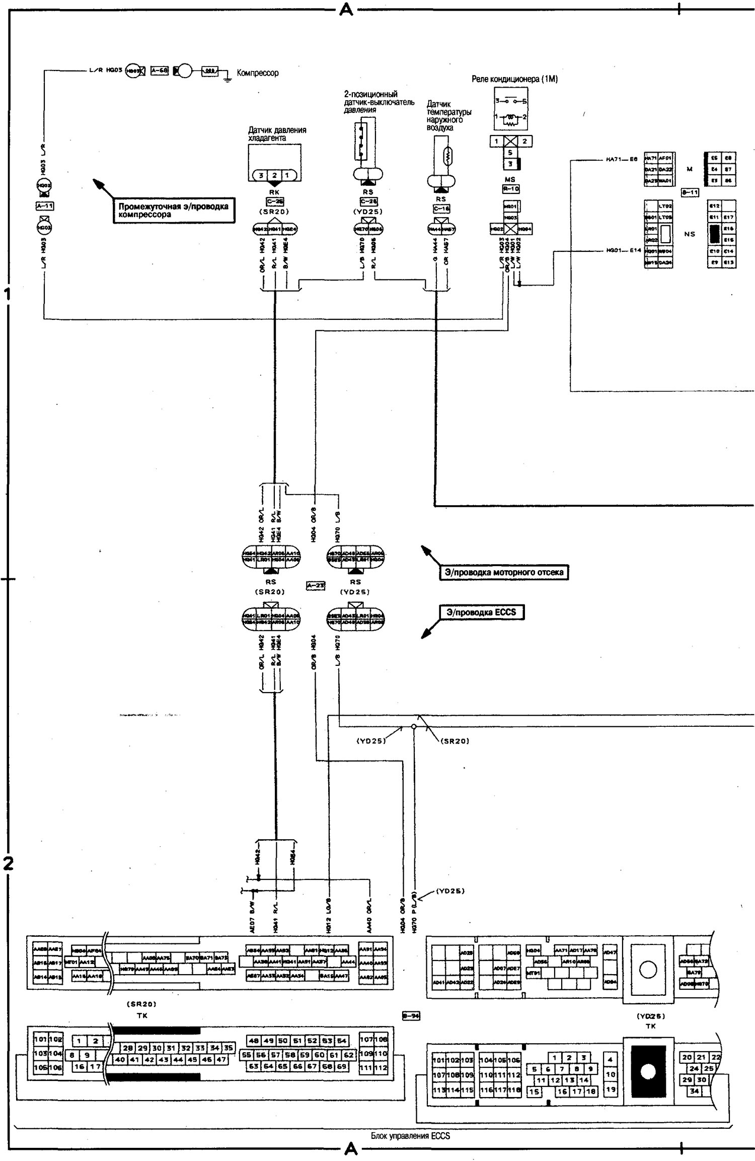Схема электрических соединений автоматического кондиционера (Ниссан ...