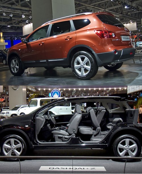 Длина версии Qashqai+2 выросла на 211 мм, а база — на 135. Крыша над задней частью салона…