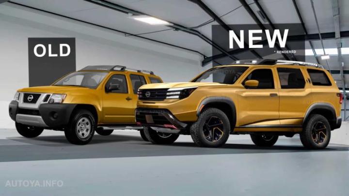 Слева – оригинальный Nissan Xterra, справа – неофициальный рендер возрожденного Nissan Xterra