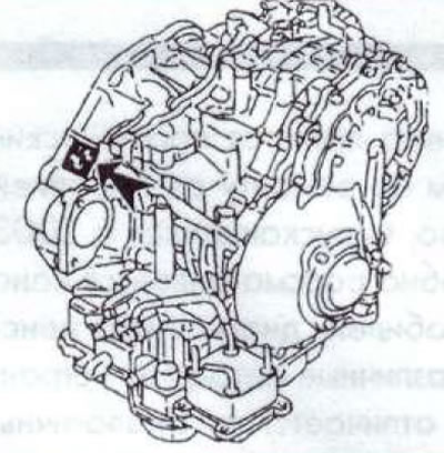 Идентификационный номер вариатора находится сверху на картере вариатора (стрелка).