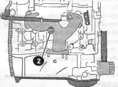 Корак (2) з правага боку блока цыліндраў