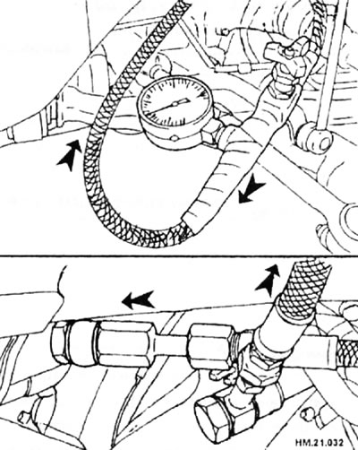 Подсоедините манометр для определения давления жидкости и адаптер для манометра (специальные…