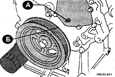 Выставьте поршень 1-го цилиндра в ВМТ такта сжатия.