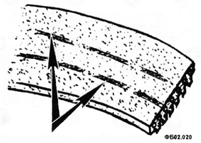 Трэба праверыць абодва бакі рамяня, для гэтага яго трэба вывярнуць (каб праверыць зваротны бок). На…