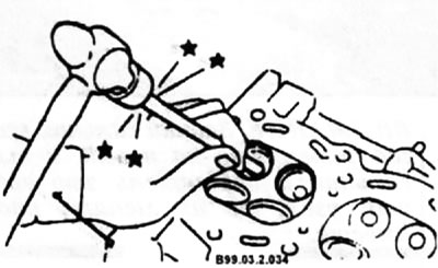 Для зняцця накіроўвалай утулкі клапана нагрэйце галоўку блока цыліндраў да 110-130°, пагрузіўшы яе…