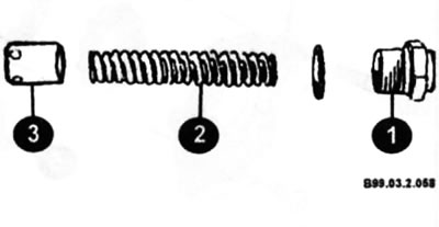 Извлеките пружину (2) и поршень (3).