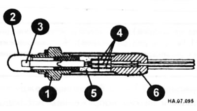 1 — держатель; 2 — решетка; 3 — чувствительный элемент; 4 — контакты; 5 — изолятор; 6 — резиновый…