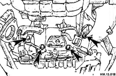 Открутите 4 болта (стрелки)