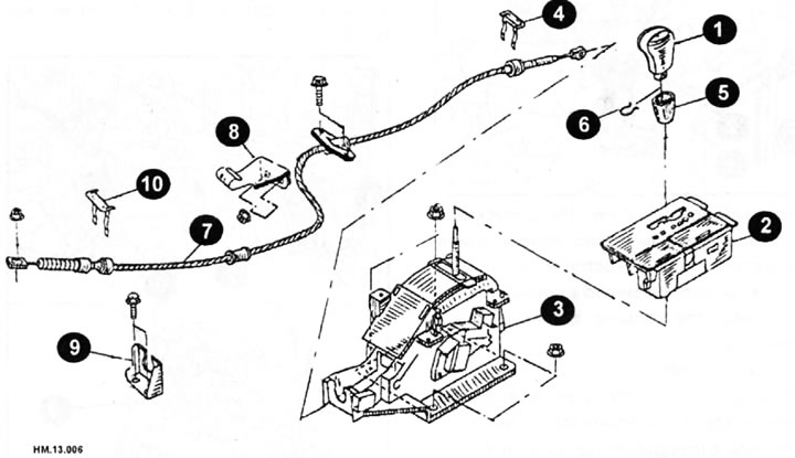 1 - ручка рычага селектара; 2 - аздобная панэль кансолі; 3 - прылада кіравання 4 - пласціна…