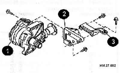 1 — раздаточная коробка; 2 — косынка раздаточной коробки; 3 — задняя косынка.
