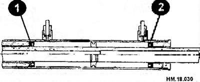 При установке сальников рулевой рейки кромки внутреннего (1) и внешнего (2) сальников должны быть…