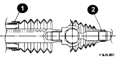 Установите чехол меньшим диаметром в установочную канавку для чехла на внутренней рулевой тяге.