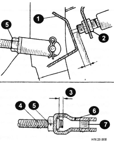 1 — кронштейн; 2 — зажим; 3 — внутренняя часть резьбы толкателя; 4 — входной толкатель; 5 —…