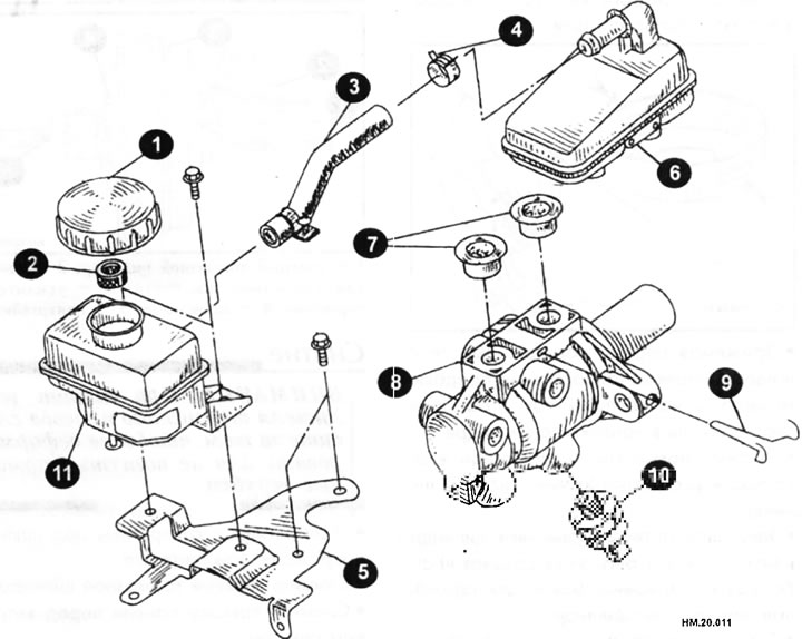 1 — крышка бачка; 2 — сетчатый фильтр; 3 — шланг и хомут; 4 — хомут; 5 — кронштейн; 6 — бачок; 7 —…