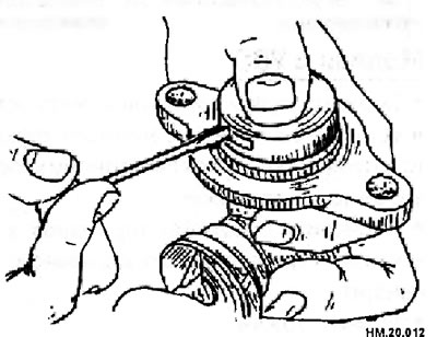 С помощью отвертки с плоским жалом отогните язычки на колпачке стопора так, как показано на…
