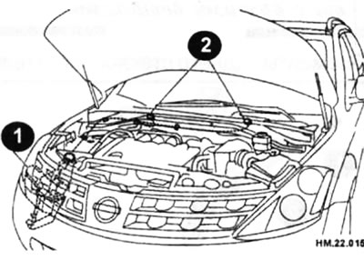 1 — бачок шклоамывальніка; 2 - жыклёры.