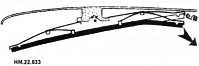 Потяните конец щетки в направлении, показанном стрелкой.