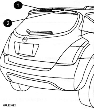 1 — жиклер заднего стеклоомывателя; 2 — контрольный клапан.