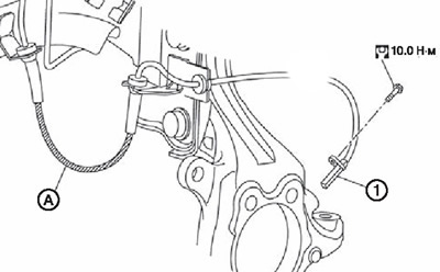 Датчик частоты вращения переднего колеса: