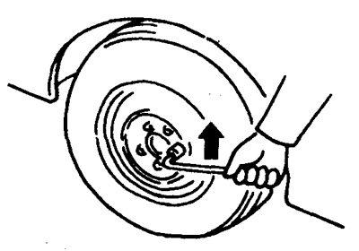 4. С помощью колесного ключа отверните гайки примерно на один оборот против часовой стрелки.