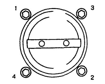 Зацягніце балты ў два этапы ў парадку, паказаным на малюнку.
