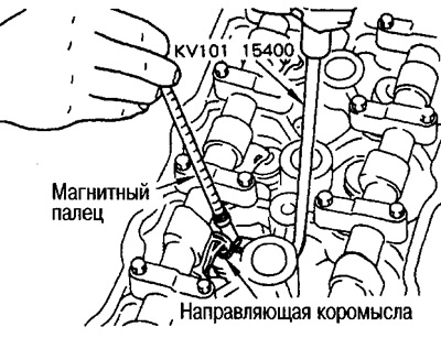 2. Усталюйце кампрэсар для затамкавых спружын (спецінструмент) са боку накіроўвалай каромысла як…