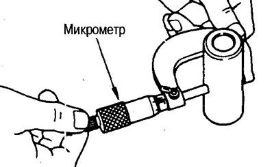 Пры дапамозе мікраметра вымерайце вонкавы дыяметр поршневага пальца.