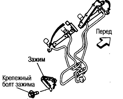 Усталюйце заціскі, як паказана на малюнку.