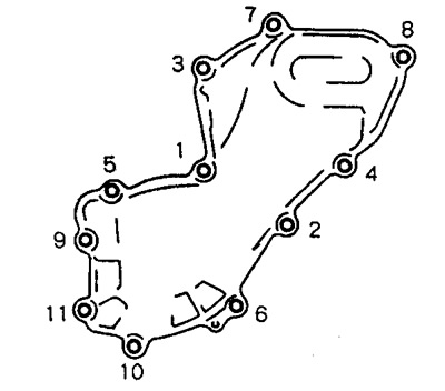 (5) After tightening all the bolts, retighten them in the order shown in the figure.
