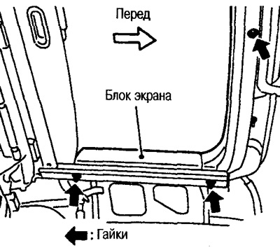 Зніміце блок экрана, зніміце стопар з блока, затым зніміце з блока сам сонцаахоўны экран.