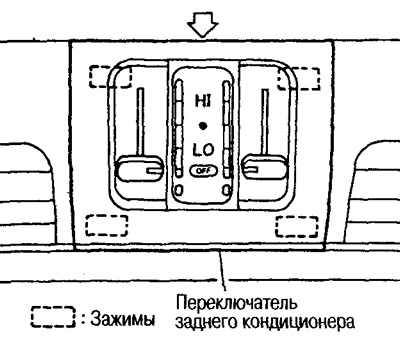 Для доступу зніміть блок заднього кондиціонера. Потім зніміть перемикач із блоку заднього…