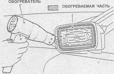 Мал. 11.19. Разагрэйце заштрыхаваную вобласць перад мантажом новага шкла
