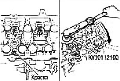 Праверце кут зацяжкі па шкале ключа-вугламера.