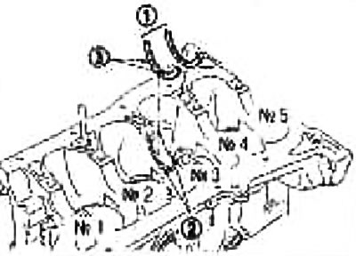 Стаўце ўпартыя падшыпнікі змазачнай канаўкай (3) у бок пляча кривошипа (вонкі)