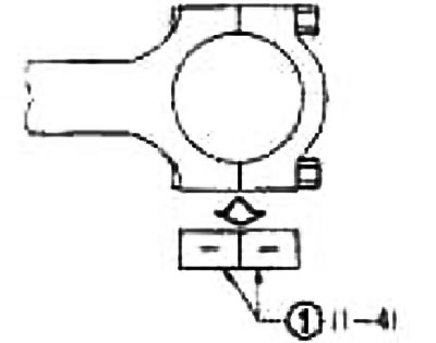Перад усталёўкай праверце, ці адпавядае маркіроўка нумара цыліндру (1), выбітая на шатуне…