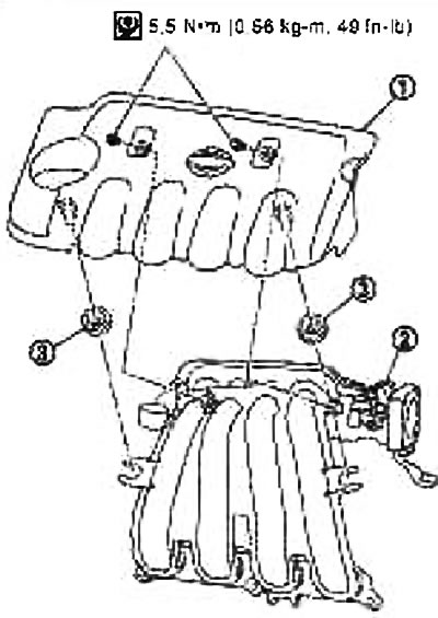 Removal and installation of the intake manifold of the F16D3 Daewoo Nexia N150 e