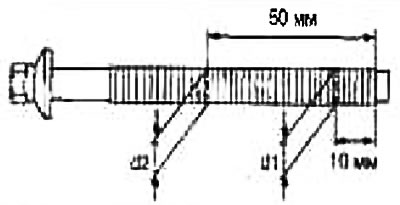 Measure the outside diameters («d1», «d2») in two places shown in the figure.