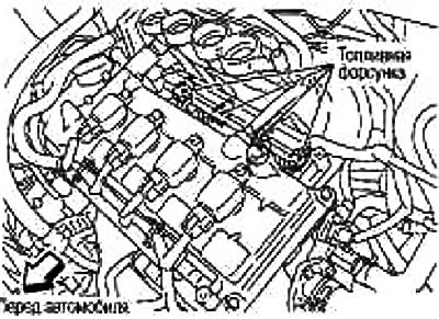 1. Электраклапан механізму рэгулявання фаз газаразмеркавання впускных клапанаў; 2. Паліўная…