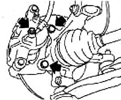 3. Адкруціце злучальныя балты і крапежныя балты кранштэйна суппорта і зніміце тармазны суппорт у…