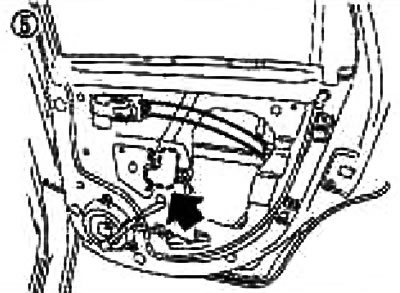 Power Windows — umiestnenie komponentov a konektorov