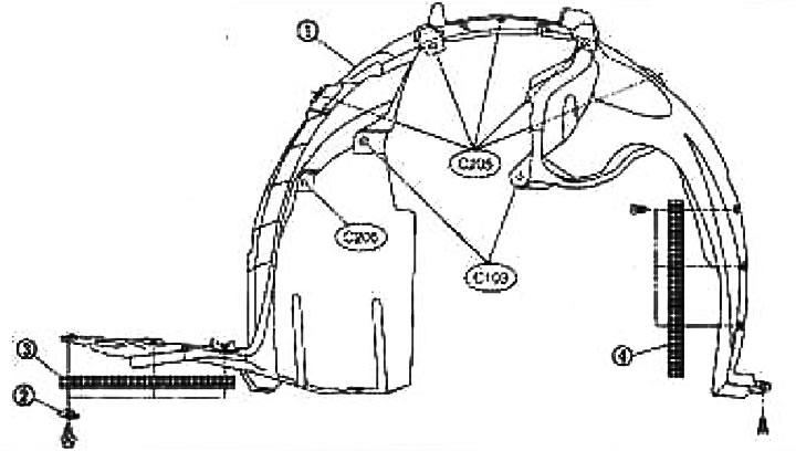 Защитная накладка крыла — снятие и установка (Ниссан Ноут 1, Note E11 ...