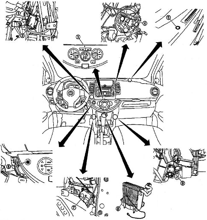 1. Výkonový tranzistor M30, M31; 2. Motor sacej klapky M28; 3. Automatický regulátor M64, M65; 4.…