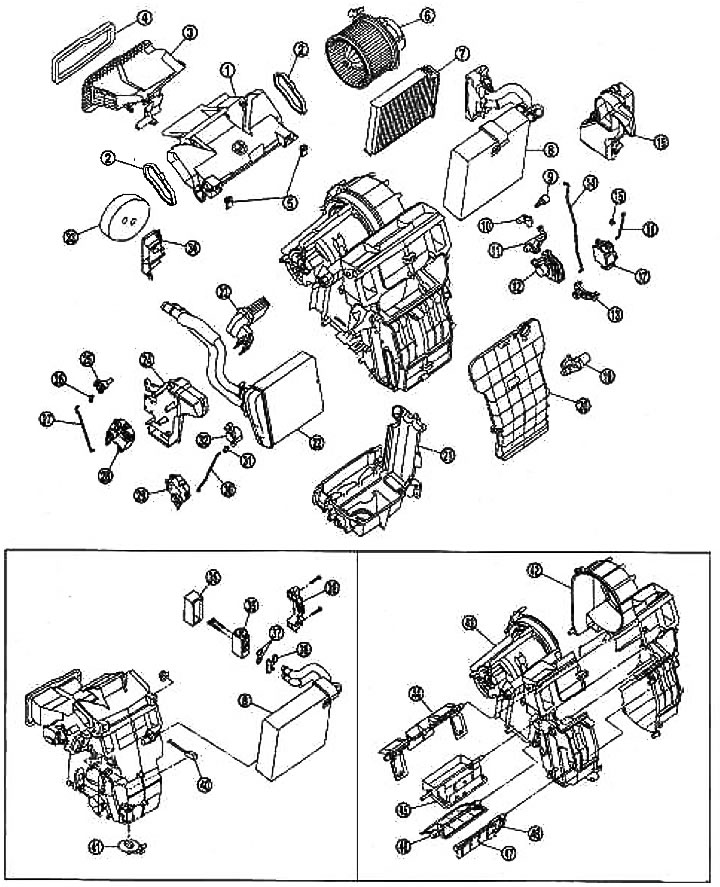 Кондиционер в сборе — разборка и сборка (Ниссан Ноут 1, Note E11, 2004 ...