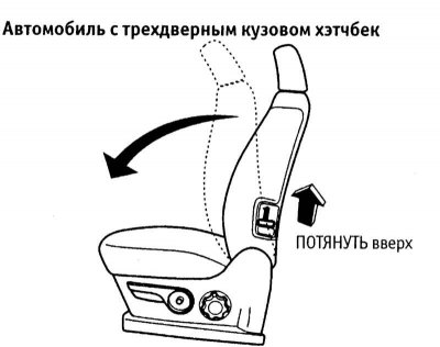 При превозни средства с каросерия с 3 врати, предните облегалки на предните седалки могат да се…