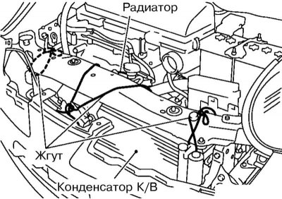 6. Zaveste radiátor na postroje (spolu s ventilátorom) a kondenzátor A/V systému na hornom nosnom…