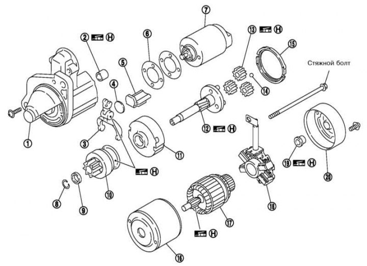 1 - Пярэдняя крышка; 2 - Утулка; 3 - Рычаг прывада; 4 - Пласціна; 5 - Ушчыльняльны элемент; 6 -…