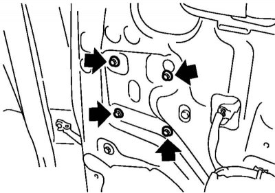 6. Раз'яднайце раз'ём, вывярніце балты мацавання зборкі шклапад'ёмніка і зніміце яе.