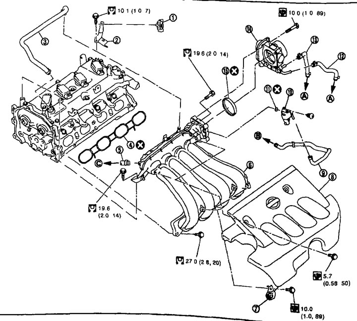 Nasávacie potrubie. 1. Svorka; 2. Držiak elektroinštalácie; 3. Hadica PCV; 4. Tesnenie; 5. Vákuová…