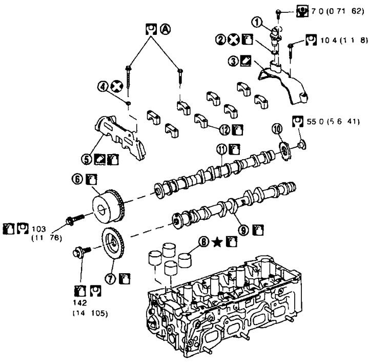 1. Датчик угла поворота распредвала (PHASE); 2. Кольцевое уплотнение; 3. Кронштейн датчика угла…